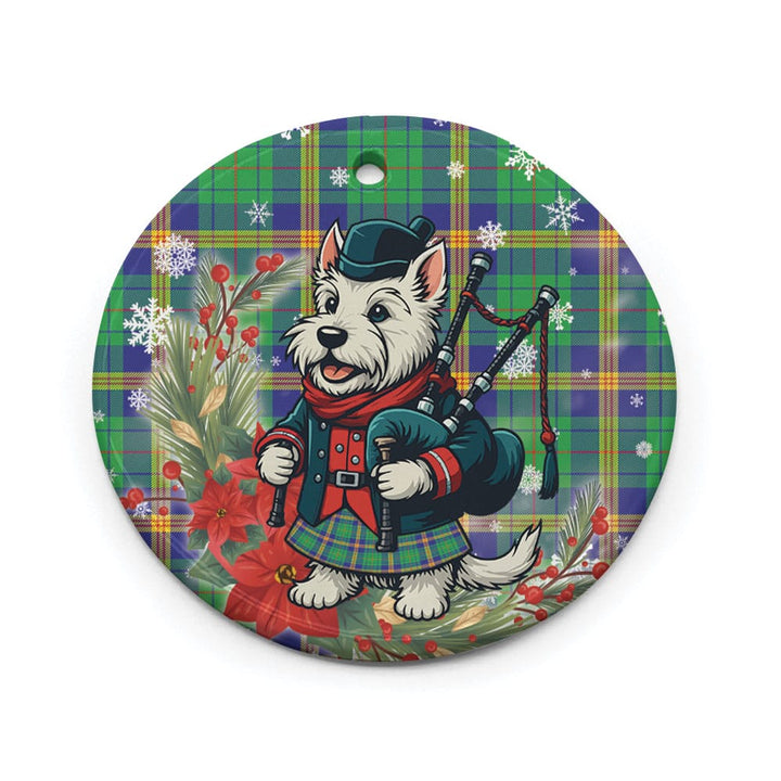 Scottish New Mexico Clan Tartan Ceramic Ornament Cute Scottish Terrier Dog Circle Style Tartan Plaid