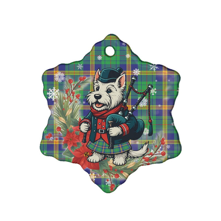 Scottish New Mexico Clan Tartan Ceramic Ornament Cute Scottish Terrier Dog Snow Flake Style Tartan Plaid