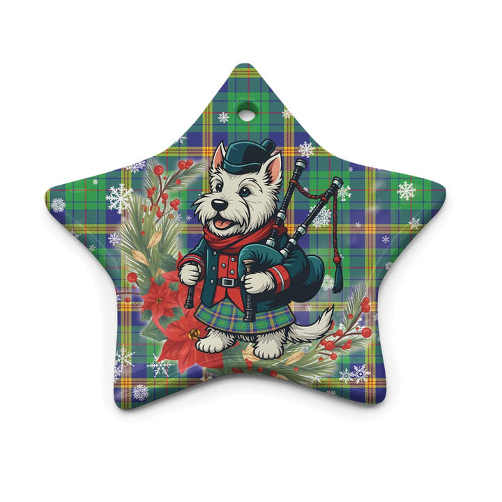 Scottish New Mexico Clan Tartan Ceramic Ornament Cute Scottish Terrier Dog Star Style Tartan Plaid