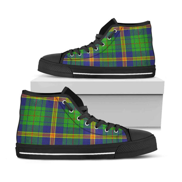 Scottish New Mexico Clan Tartan High Top Shoes Black Sole Tartan Plaid