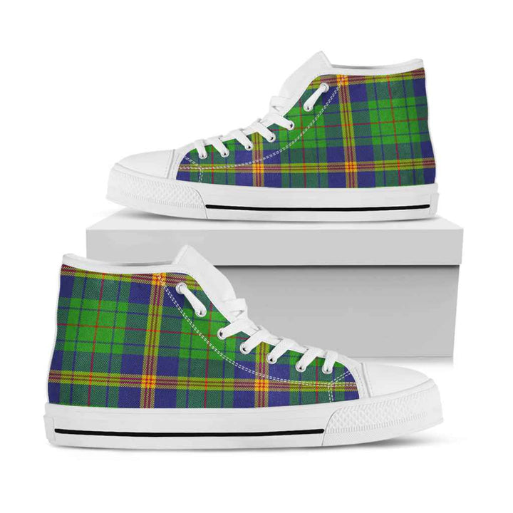 Scottish New Mexico Clan Tartan High Top Shoes White Sole Tartan Plaid