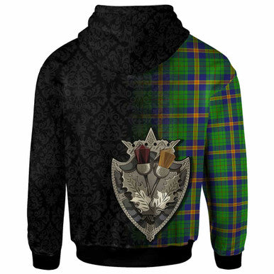 Scottish New Mexico Clan Tartan Hoodie - Half Thistle Flowers Celtic Design Back Side Tartan Plaid
