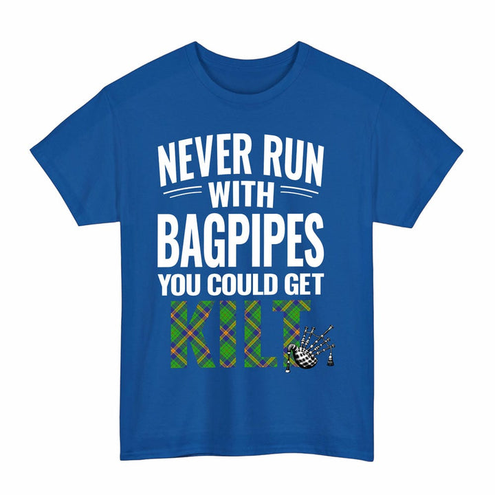 Scottish New Mexico Clan Tartan Never Run With Bagpipes T-Shirt Tartan Plaid Royal Color