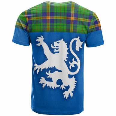 Scottish New Mexico Clan Tartan T-Shirt - Lion Rampant of Scotland With Flag Back Side Tartan Plaid