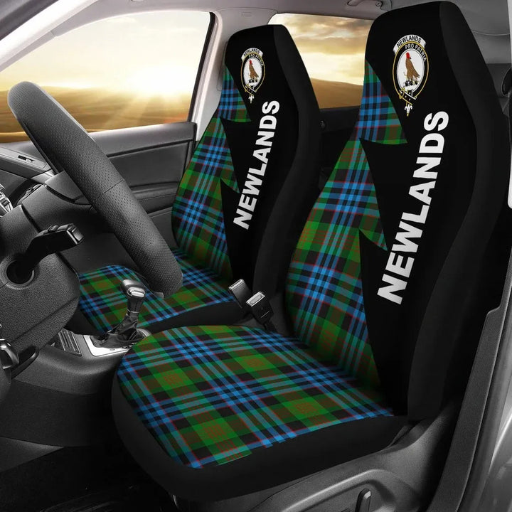 Scottish Newlands Clan Crest Tartan Car Seat Covers - Flash Style 1