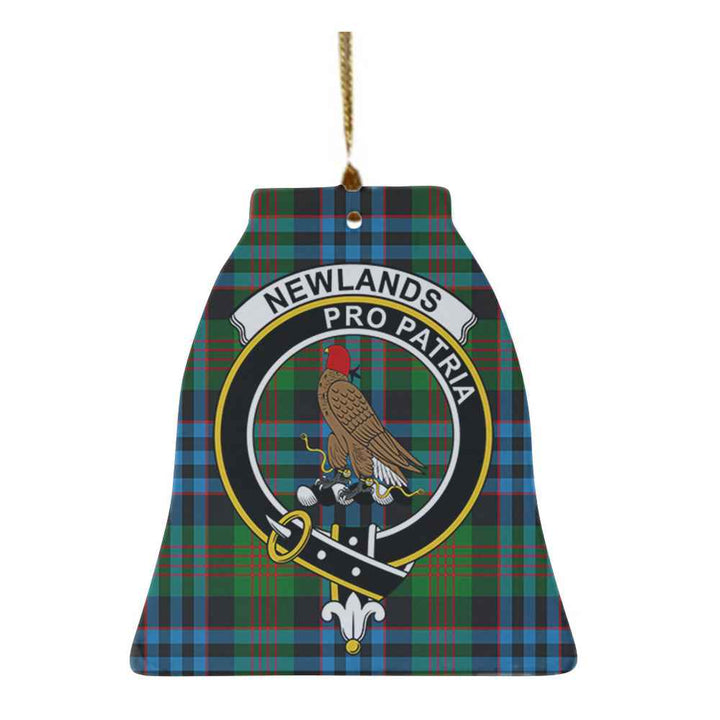 Scottish Newlands Clan Crest Tartan Ceramic Ornament Bell Shape Tartan Plaid