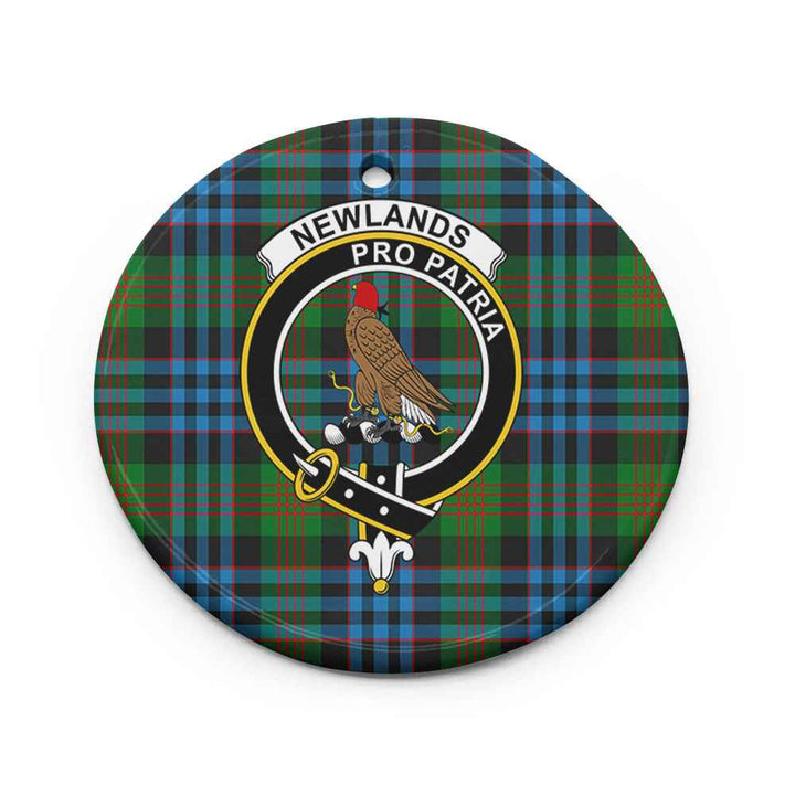Scottish Newlands Clan Crest Tartan Ceramic Ornament Circle Shape Tartan Plaid