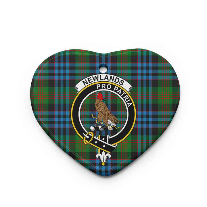 Scottish Newlands Clan Crest Tartan Ceramic Ornament Heart Shape Tartan Plaid