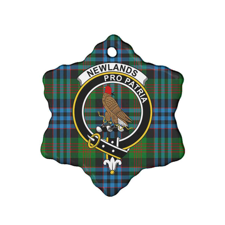 Scottish Newlands Clan Crest Tartan Ceramic Ornament Snow Flake Shape Tartan Plaid