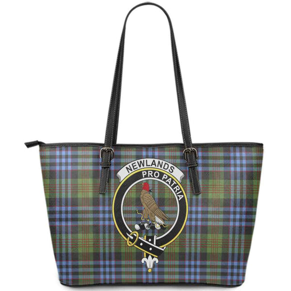 Scottish Newlands Clan Crest Tartan Leather Tote Tartan Plaid