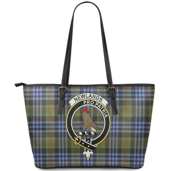 Scottish Newlands Clan Crest Tartan Leather Tote Tartan Plaid