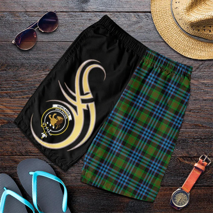 Scottish Newlands of Lauriston Clan Crest Tartan Believe in Me Men's Shorts