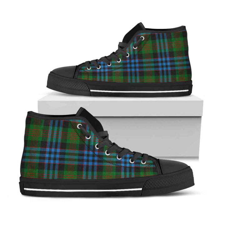 Scottish Newlands of Lauriston Clan Tartan High Top Shoes Black Sole Tartan Plaid