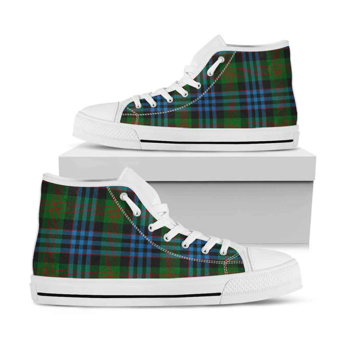 Scottish Newlands of Lauriston Clan Tartan High Top Shoes White Sole Tartan Plaid