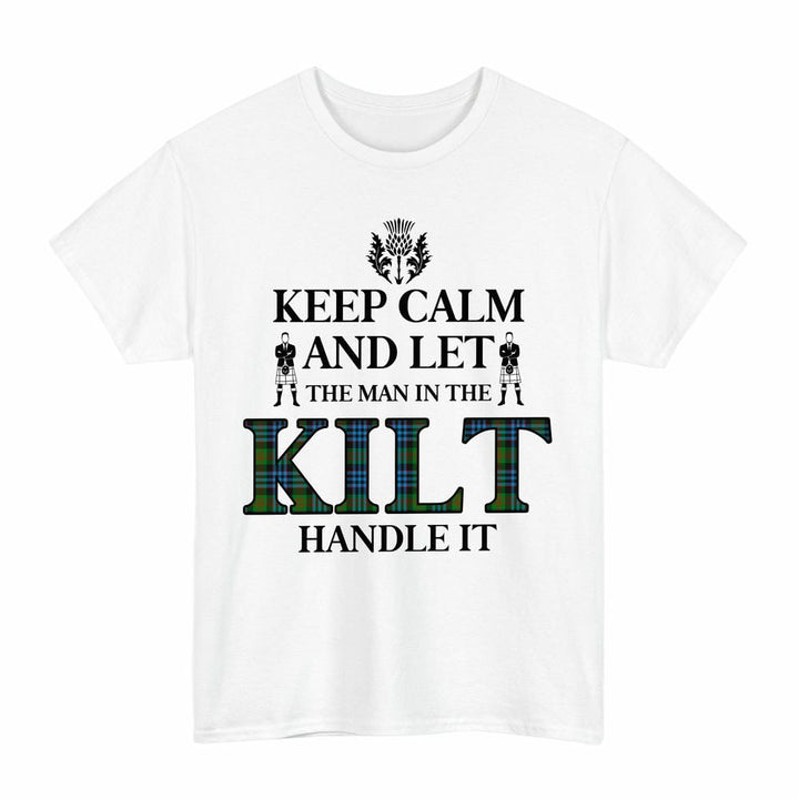 Scottish Newlands of Lauriston Clan Tartan T-Shirt - Keep Calm Tartan Plaid White Color