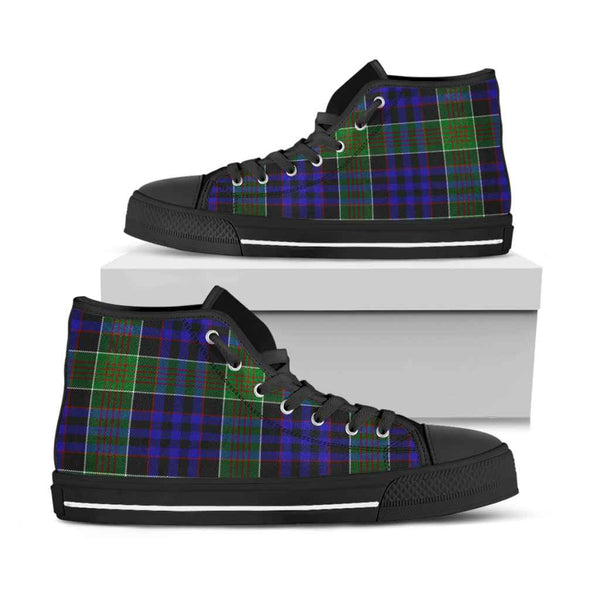 Scottish Newman Clan Tartan High Top Shoes Black Sole Tartan Plaid