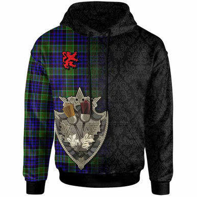 Scottish Newman Clan Tartan Hoodie - Half Thistle Flowers Celtic Design Front Side Tartan Plaid