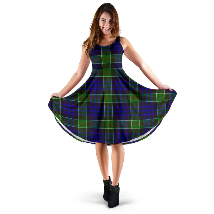 Scottish Newman Clan Tartan Women Midi Dress