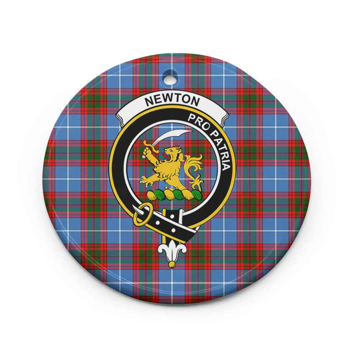 Scottish Newton Clan Crest Tartan Ceramic Ornament Circle Shape Tartan Plaid