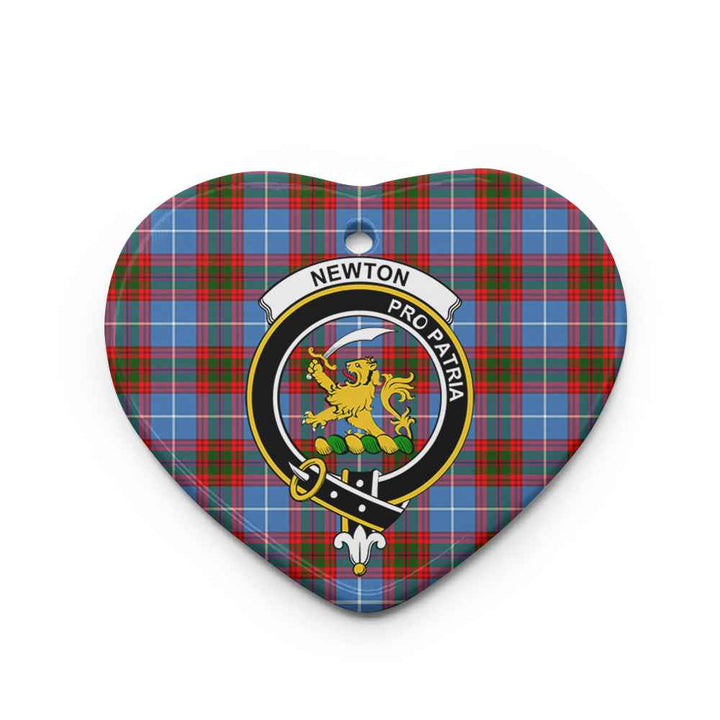 Scottish Newton Clan Crest Tartan Ceramic Ornament Heart Shape Tartan Plaid