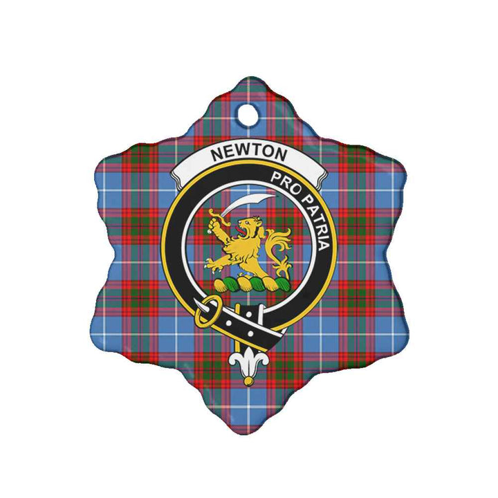 Scottish Newton Clan Crest Tartan Ceramic Ornament Snow Flake Shape Tartan Plaid
