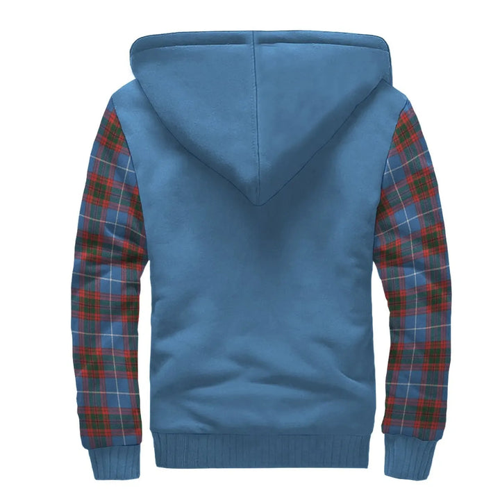 Scottish Newton Clan Crest Tartan Plaid Sleeve Sherpa Hoodie