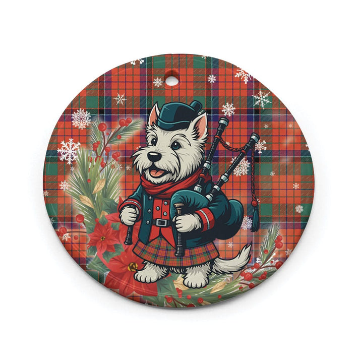 Scottish Nicolson Ancient Clan Tartan Ceramic Ornament Cute Scottish Terrier Dog Circle Style Tartan Plaid