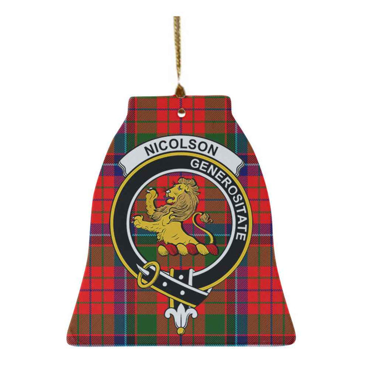 Scottish Nicolson Clan Crest Tartan Ceramic Ornament Bell Shape Tartan Plaid