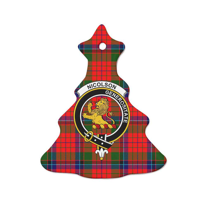 Scottish Nicolson Clan Crest Tartan Ceramic Ornament Tree Shape Tartan Plaid