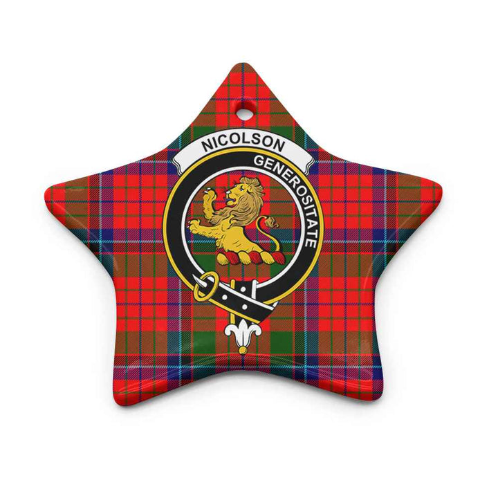 Scottish Nicolson Clan Crest Tartan Ceramic Ornament Star Shape Tartan Plaid