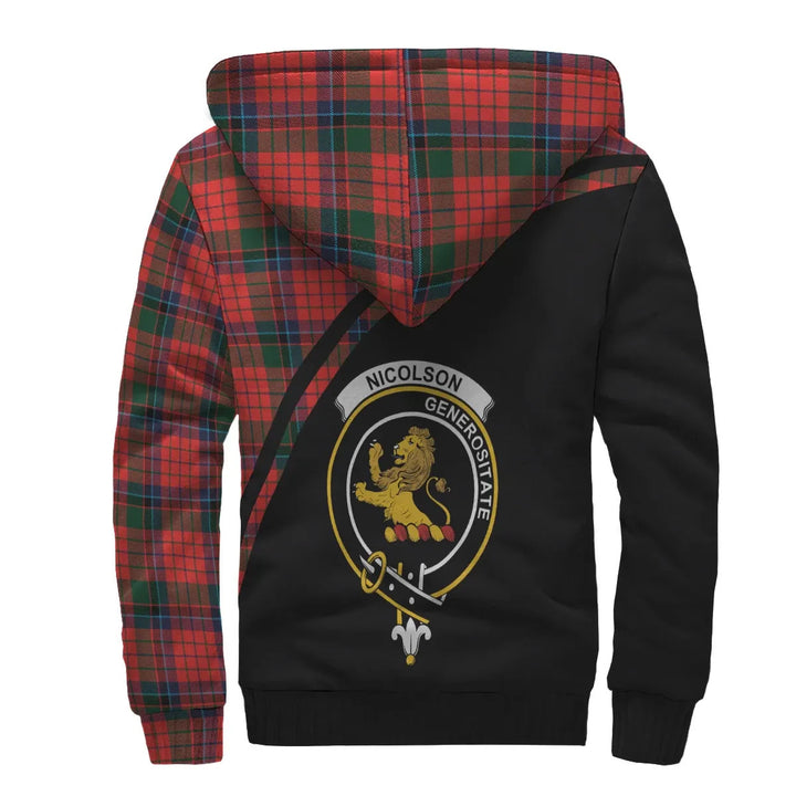 Scottish Nicolson Clan Crest Tartan Curve Sherpa Hoodie