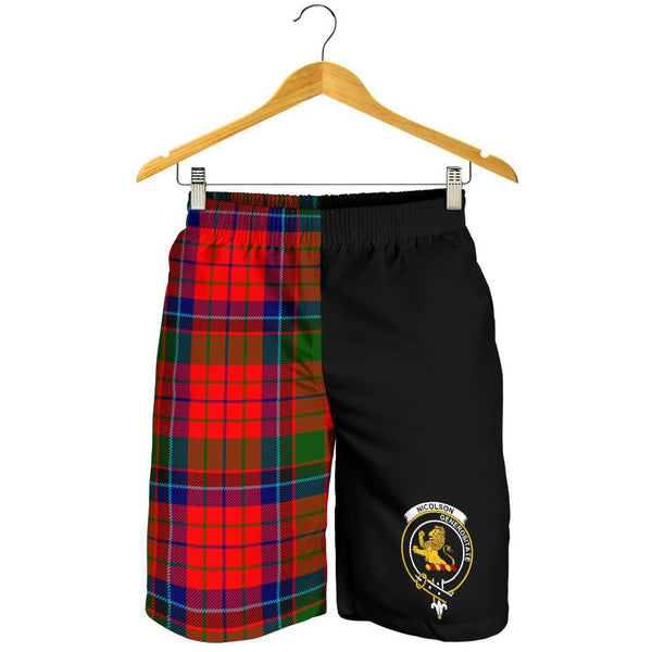Scottish Nicolson Clan Crest Tartan Half of Me Men's Shorts