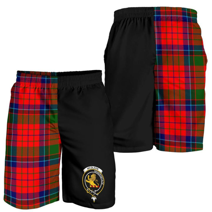 Scottish Nicolson Clan Crest Tartan Half of Me Men's Shorts