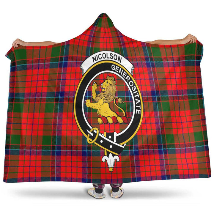 Scottish Nicolson Clan Crest Tartan Hooded Blanket Tartan Plaid 1
