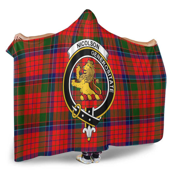 Scottish Nicolson Clan Crest Tartan Hooded Blanket Tartan Plaid 2