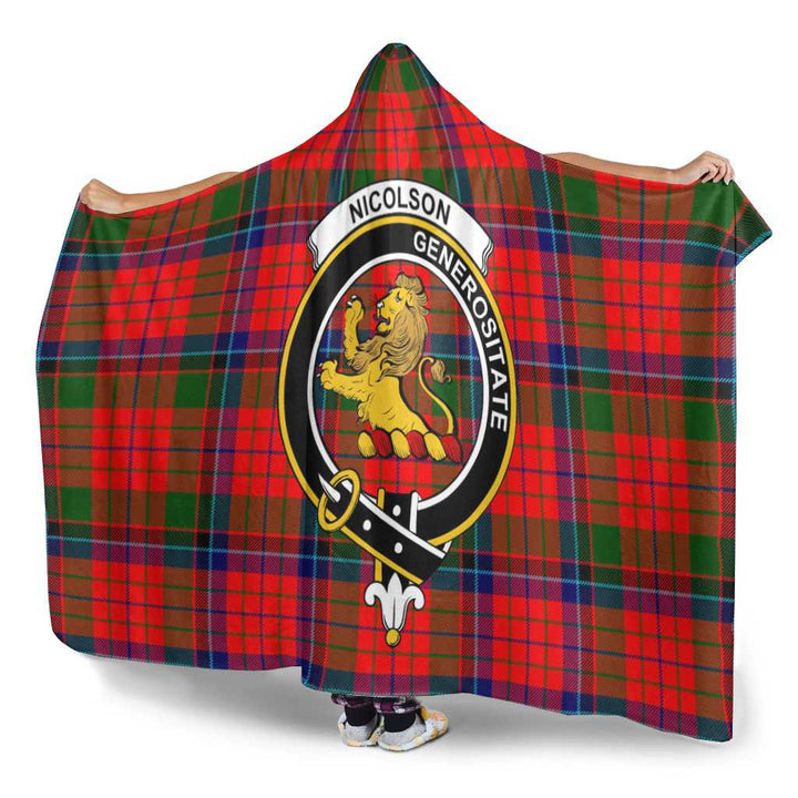 Scottish Nicolson Clan Crest Tartan Hooded Blanket Tartan Plaid 3