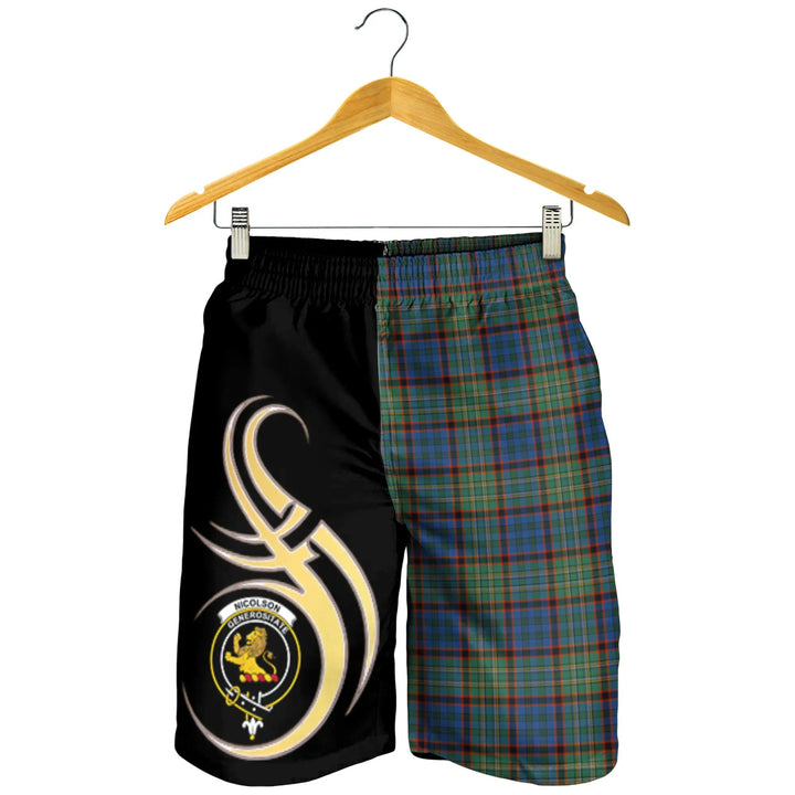 Scottish Nicolson Hunting Ancient Clan Crest Tartan Believe in Me Men's Shorts