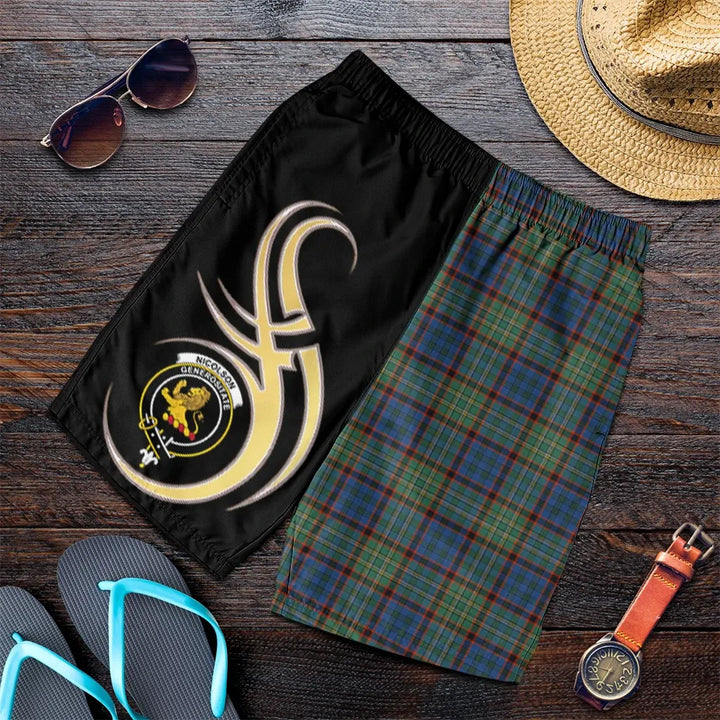 Scottish Nicolson Hunting Ancient Clan Crest Tartan Believe in Me Men's Shorts
