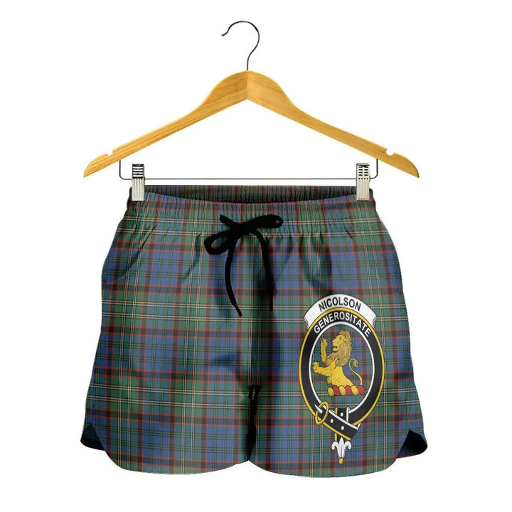 Scottish Nicolson Hunting Ancient Clan Crest Tartan Women Shorts
