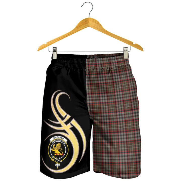 Scottish Nicolson Hunting Weathered Clan Crest Tartan Believe in Me Men's Shorts