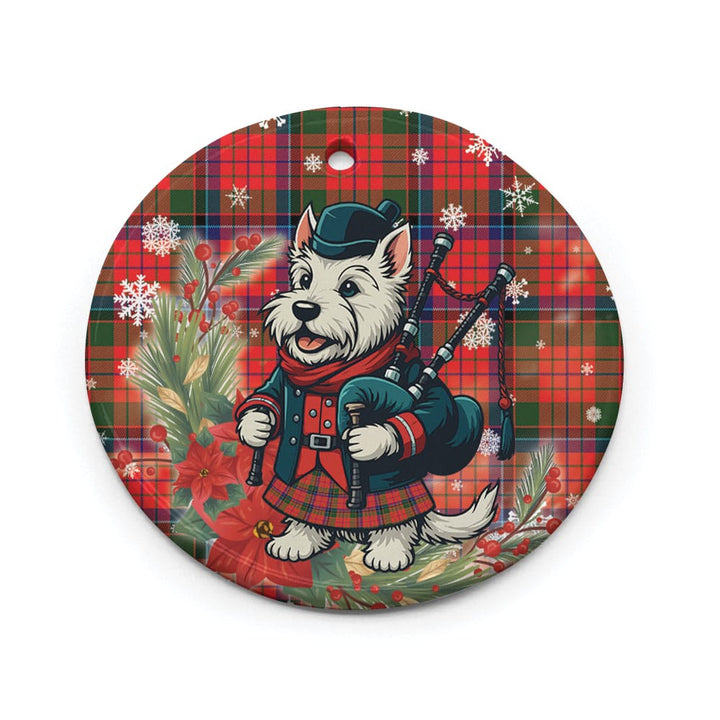 Scottish Nicolson Modern Clan Tartan Ceramic Ornament Cute Scottish Terrier Dog Circle Style Tartan Plaid