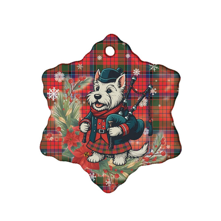 Scottish Nicolson Modern Clan Tartan Ceramic Ornament Cute Scottish Terrier Dog Snow Flake Style Tartan Plaid