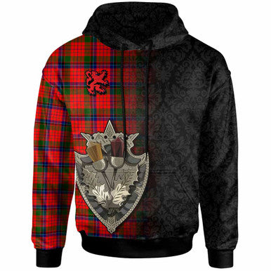 Scottish Nicolson Modern Clan Tartan Hoodie - Half Thistle Flowers Celtic Design Front Side Tartan Plaid