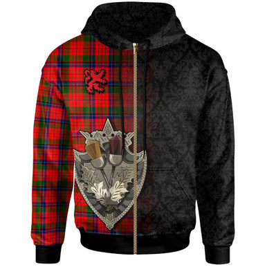 Scottish Nicolson Modern Clan Tartan Hoodie - Half Thistle Flowers Celtic Design Zip-up Tartan Plaid
