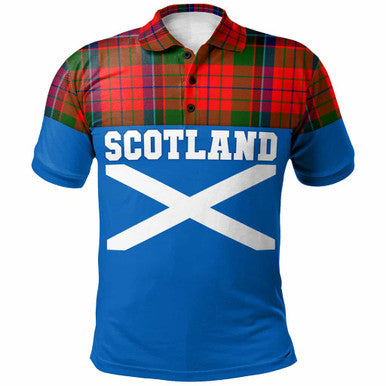 Scottish Nicolson Modern Clan Tartan Polo Shirt - Lion Rampant of Scotland With Flag Front Side Tartan Plaid