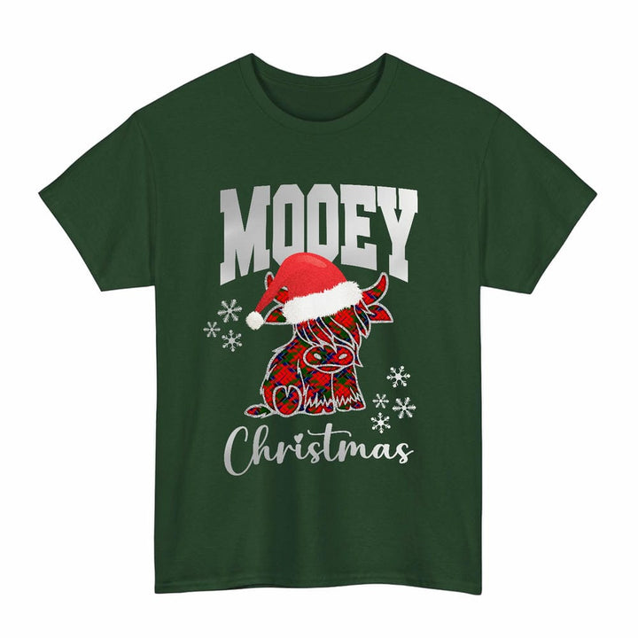 Scottish Nicolson Modern Clan Tartan T-Shirt - Mooey Christmas Tartan Plaid Forest Green Color