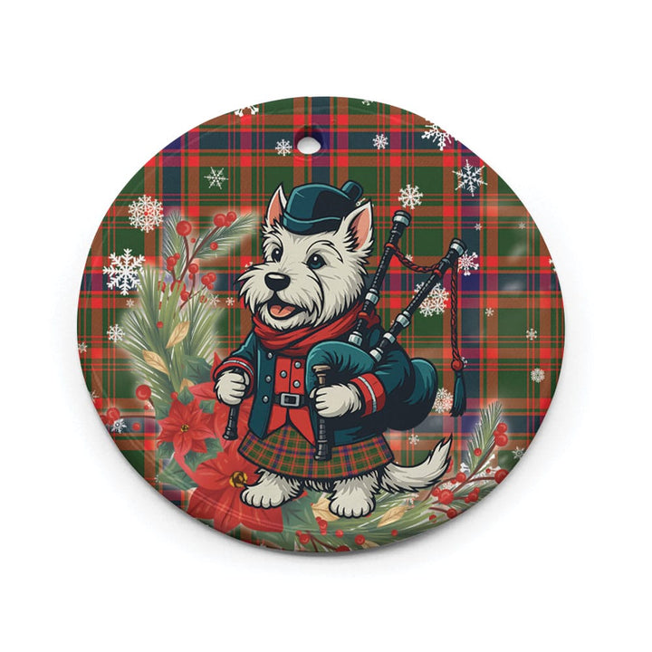 Scottish Nithsdale District Clan Tartan Ceramic Ornament Cute Scottish Terrier Dog Circle Style Tartan Plaid