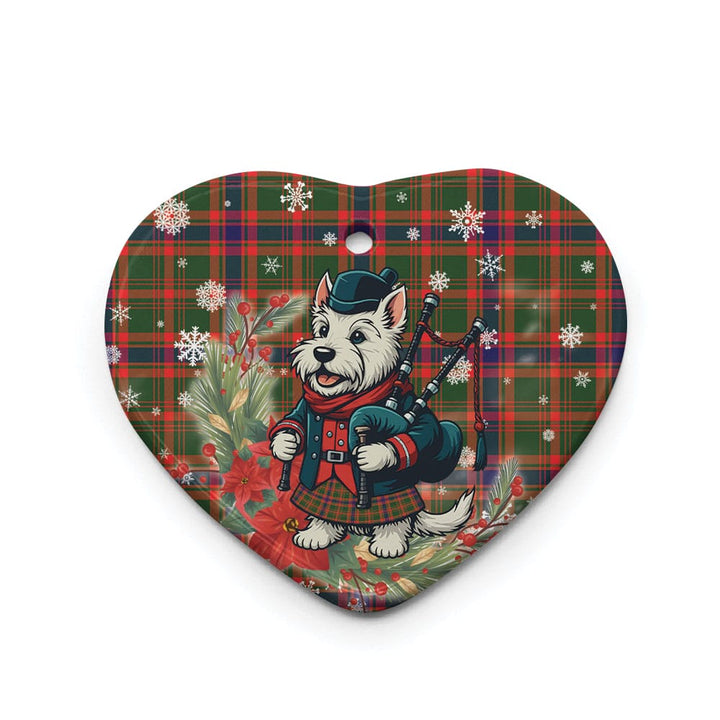 Scottish Nithsdale District Clan Tartan Ceramic Ornament Cute Scottish Terrier Dog Heart Style Tartan Plaid