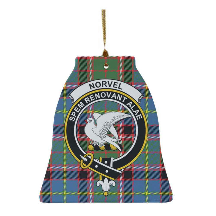 Scottish Norvel Clan Crest Tartan Ceramic Ornament Bell Shape Tartan Plaid