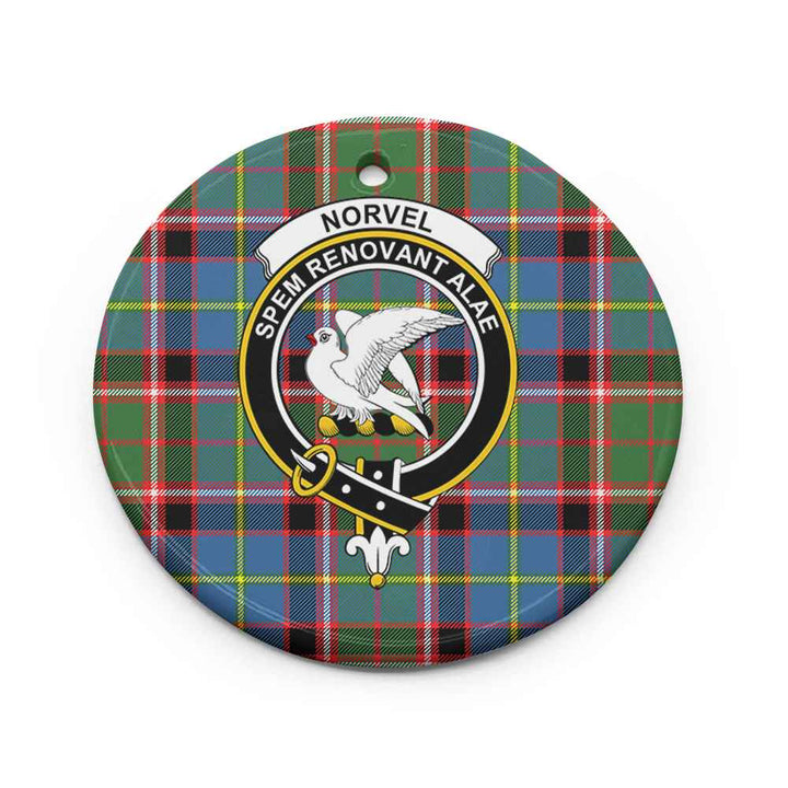 Scottish Norvel Clan Crest Tartan Ceramic Ornament Circle Shape Tartan Plaid